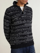 Sacai - Knitted Cotton-Blend Polo Shirt - Black
