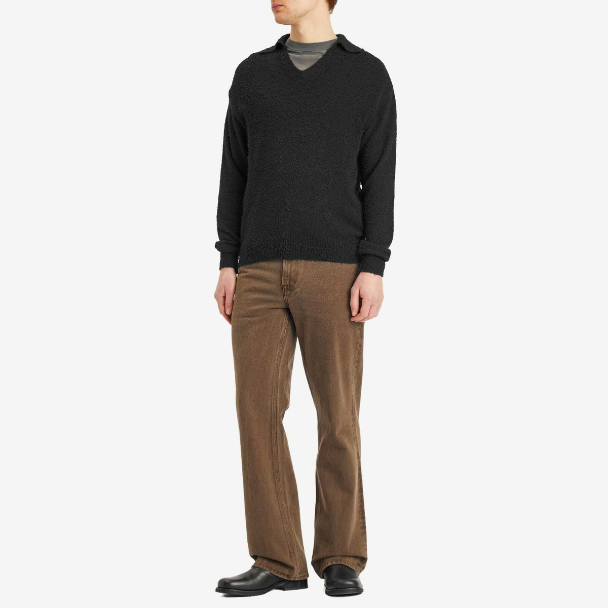 mfpen Men's Knit Polo Shirt in Black Snug