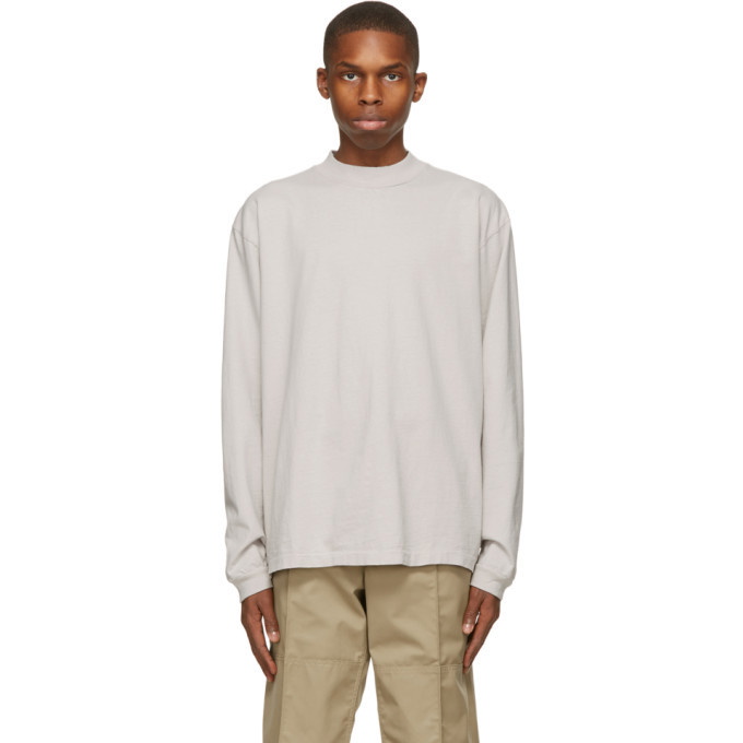 Photo: John Elliott Grey 900 Mock Neck Long Sleeve T-Shirt