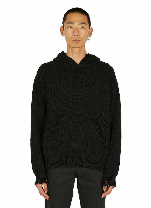 Photo: Distressed Hooded Sweatshirt in Black