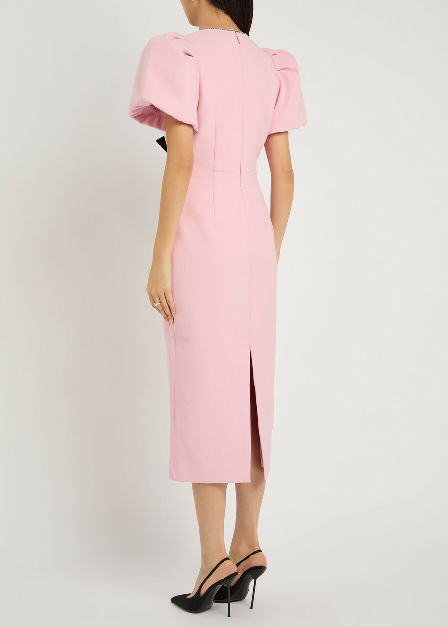 Rebecca Vallance Nemy Bow-embellished Crepe Midi Dress Light Pink