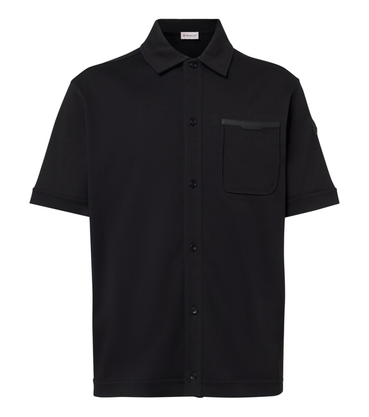 Photo: Moncler Leather-trimmed cotton shirt