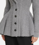 Alexander McQueen Ribbed-knit wool peplum cardigan