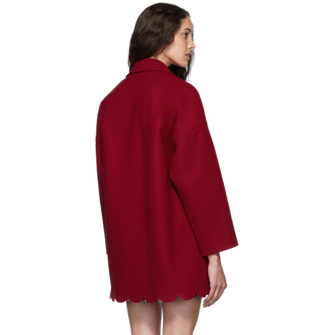 RED Valentino Red Wool Scallop Coat RED Valentino