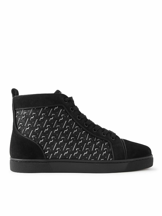 Photo: Christian Louboutin - Louis Orlato Rubber-Trimmed Coated-Canvas and Suede High-Top Sneakers - Black