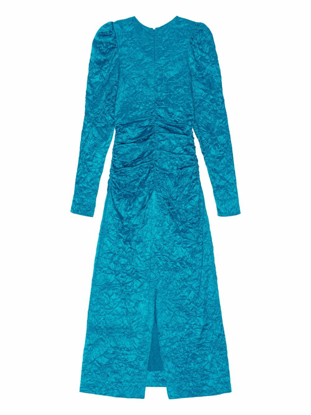 GANNI Blue Ruched Midi Dress GANNI