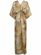 ROBERTO CAVALLI Printed Silk Chiffon Halter Maxi Dress