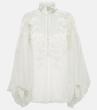 Costarellos Bridal Georgia polka-dot tulle shirt