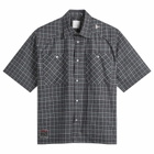ROA Men's Aair Floweave Printed Check Short Sleeve Shirt in Grey