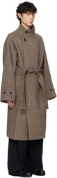 RAINMAKER KYOTO Brown Stand Collar Belted Coat
