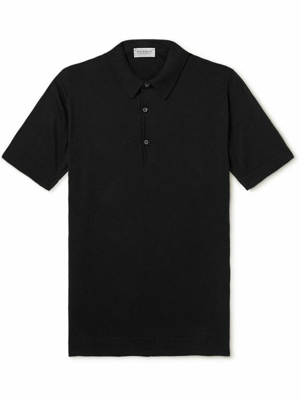 Photo: John Smedley - Mycroft Sea Island Cotton Polo Shirt - Black