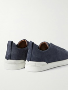 Zegna - Triple Stitch Suede Sneakers - Blue