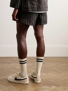 Nike - BODE Scrimmage Straight-Leg Logo-Embroidered Striped Satin Shorts - Brown