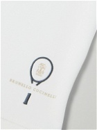 Brunello Cucinelli - Logo-Embroidered Mesh-Trimmed Cotton-Jersey Shorts - White