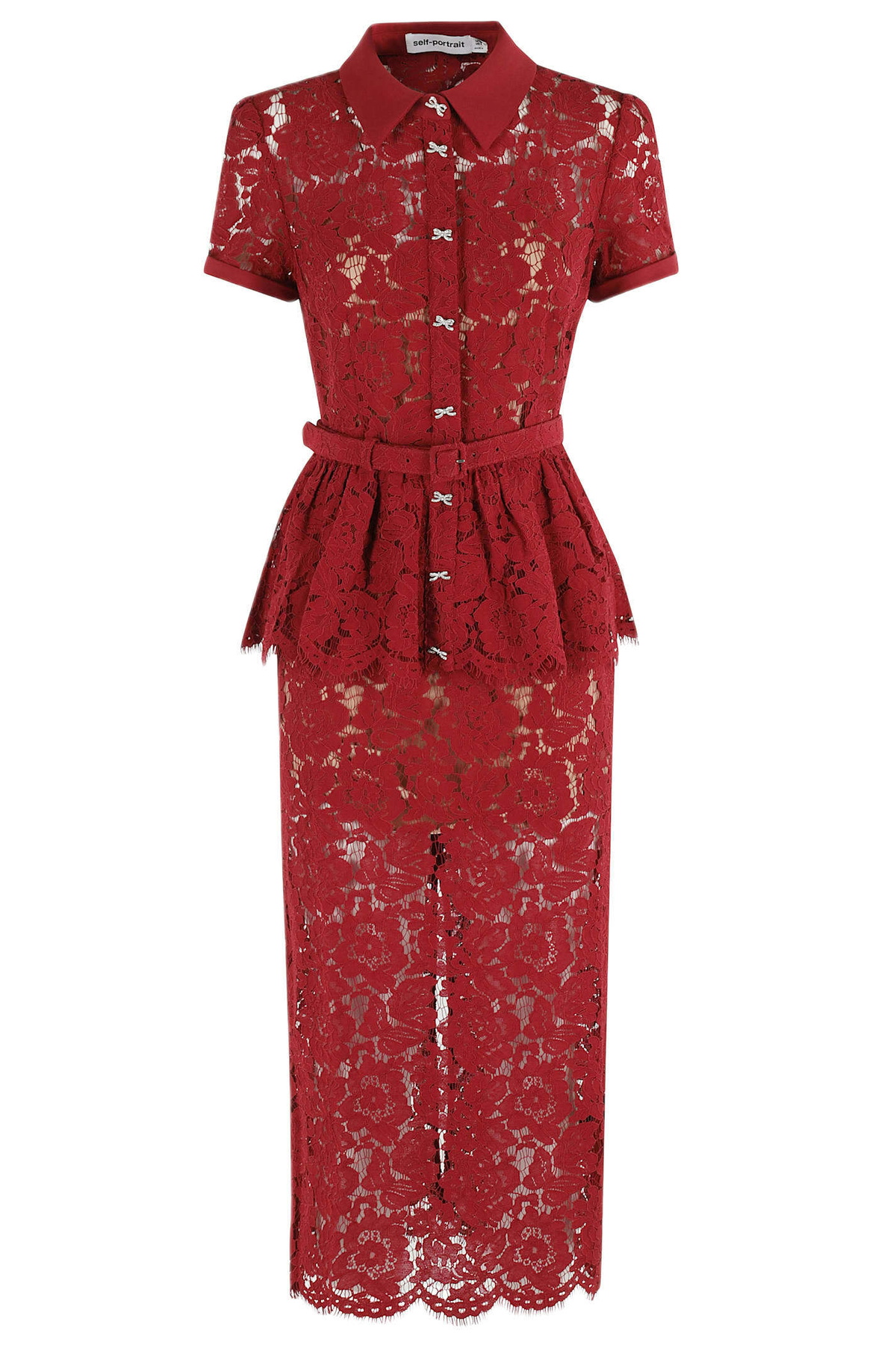 SELF-PORTRAIT ワンピース Peplum boucle midi dress894586 Self-Portrait Peplum bouclé midi dress Self-Portrait
