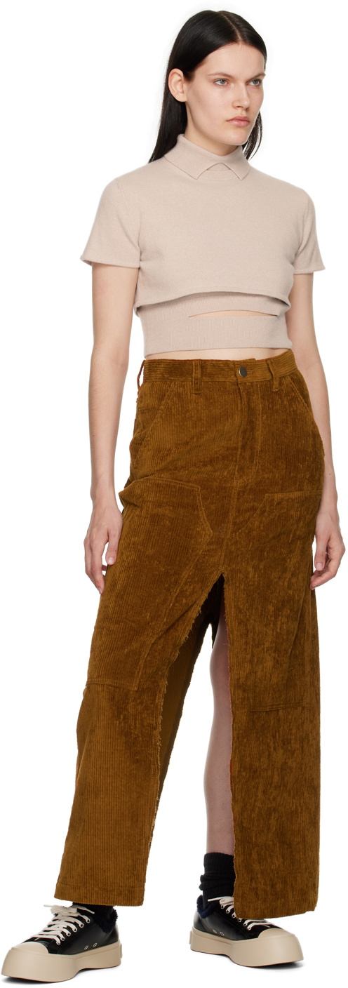 Meryll Rogge Brown Vented Midi Skirt