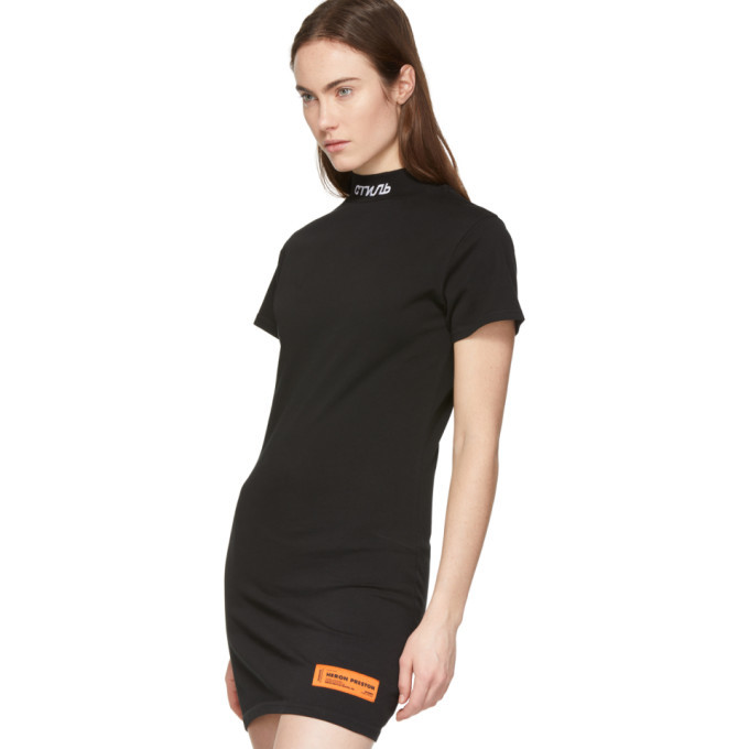 black high neck t shirt dress Black High Neck Cotton T-shirt Dress