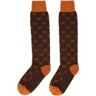 Gucci Brown and Orange Alpaca GG Supreme Socks