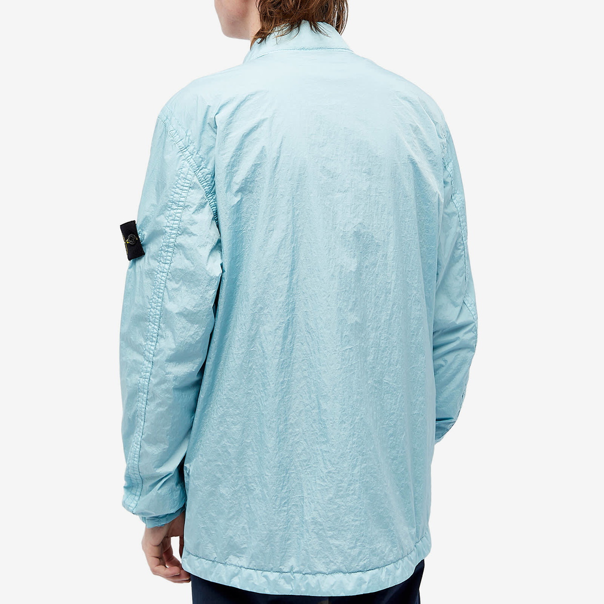 Stone Island Men's Crinkle Reps Zip Overshirt in Sky Blue