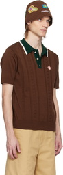 Casablanca Brown Cable Knit Oversized Polo