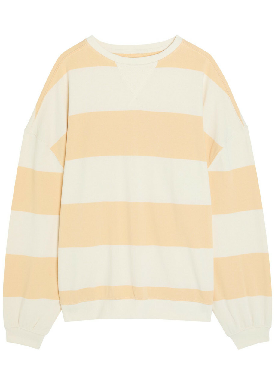Free People Classic Striped Terry Sweatshirt Orange