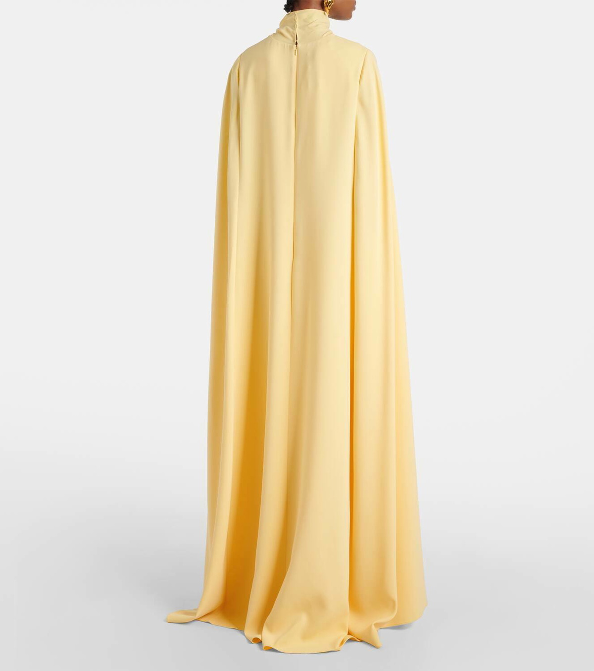 Oscar de la Renta Caped silk-blend georgette gown