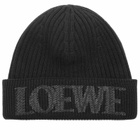 Loewe Men's Logo Beanie in Black 