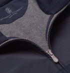 Brunello Cucinelli - Shell and Cotton-Blend Jersey Zip-Up Sweatshirt - Navy