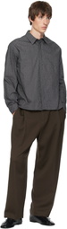 AMOMENTO Gray Floral Basic Shirt