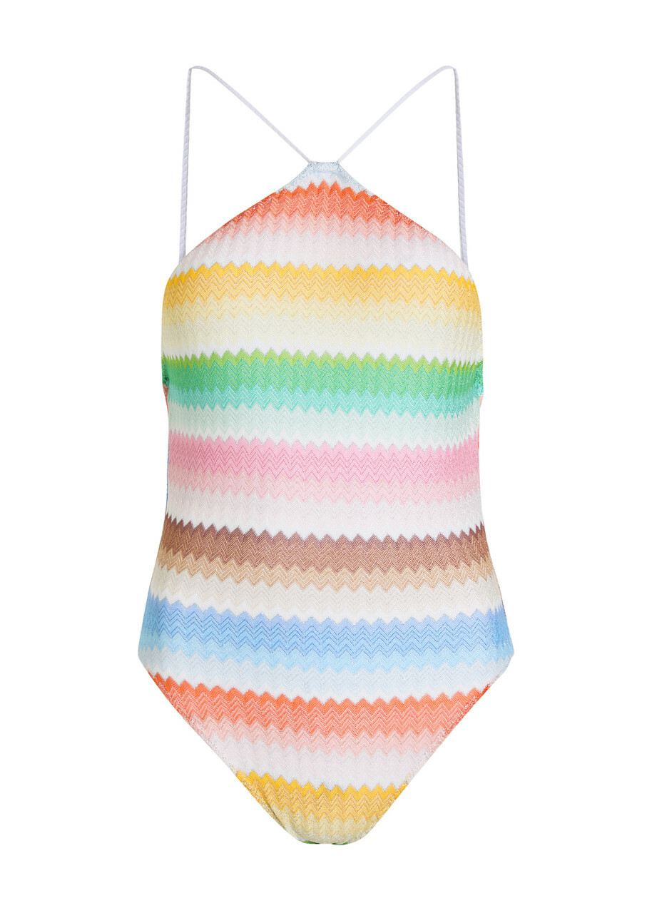 Missoni Zigzag Metallic-knit Swimsuit Multicoloured