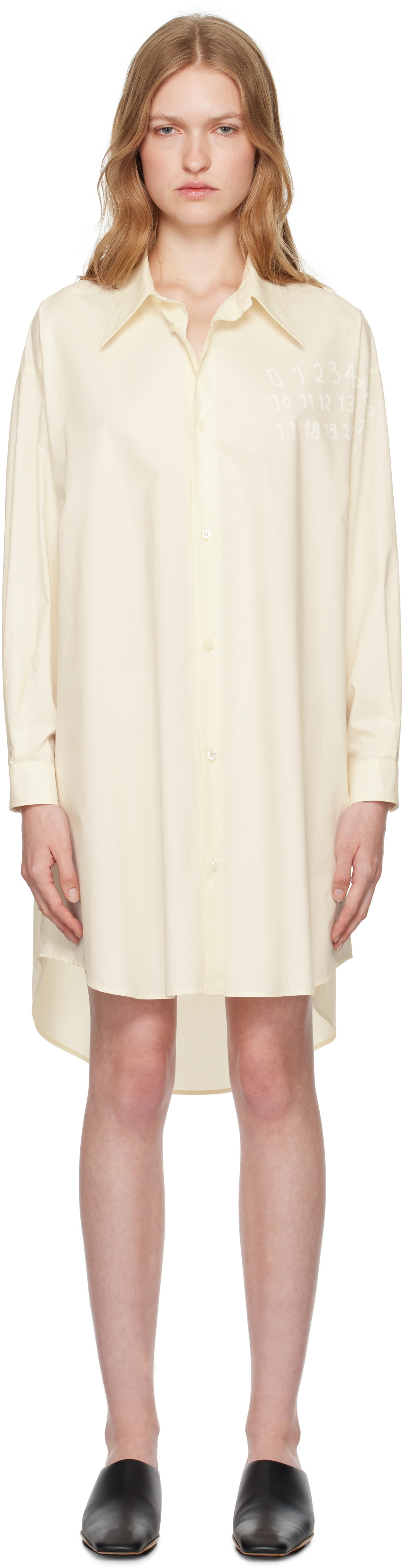 【関税&送料込】Maison Margiela White Poplin Shirt Mini Dres MM6 Maison Margiela White Cotton Poplin Shirt Minidress MM6