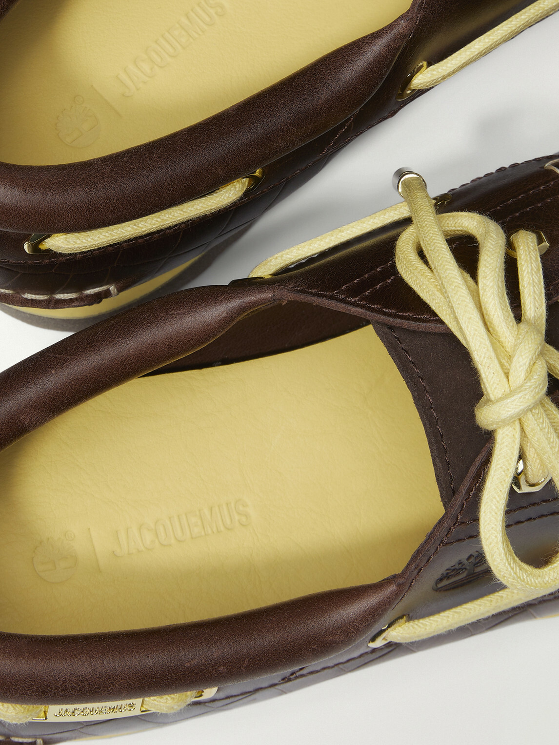 Timberland - Jacquemus Croc-Effect Leather Boat Shoes - Brown