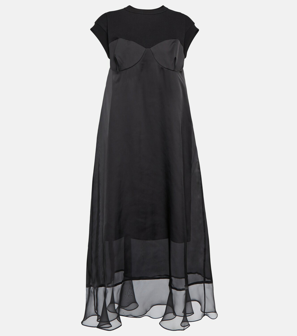 Sacai Black Grosgrain Mix Mid-Length Dress Sacai