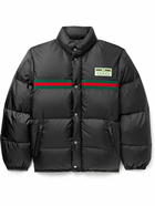 GUCCI - Logo-Appliquéd Striped Quilted Shell Down Jacket - Black