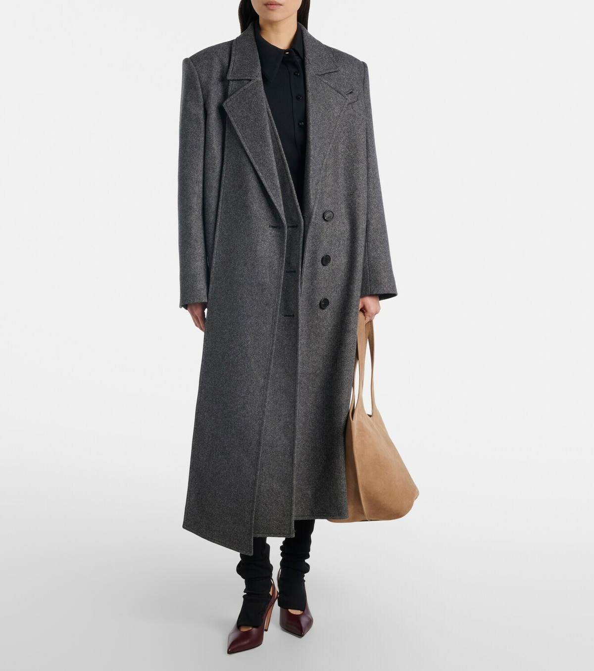 The Attico La Scoop Medium suede shoulder bag
