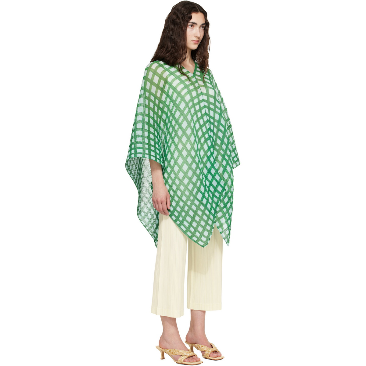 PLEATS PLEASE ISSEY MIYAKE Green Basket Madame-T Scarf