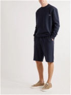 Ermenegildo Zegna - Wide-Leg Cotton-Blend Jersey Drawstring Shorts - Blue