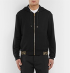 Versace - Logo-Jacquard Stretch-Modal Zip-Up Hoodie - Men - Black