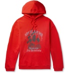 Vetements - Oversized Printed Loopback Cotton-Blend Jersey Hoodie - Red