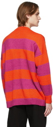 JW Anderson Red & Pink Striped Patchpocket Sweater