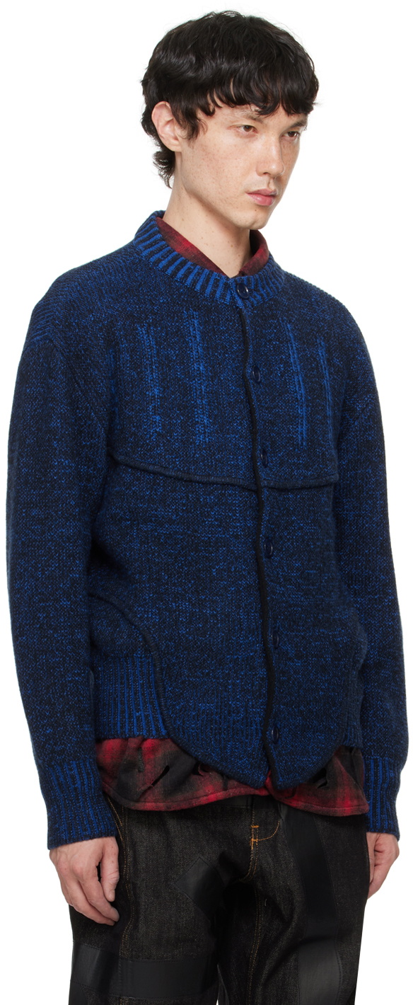 Juntae Kim Black & Blue Two-Tone Corset Cardigan
