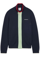 Casablanca Logo-embroidered Fine-knit Wool Track Jacket Navy