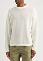 Mki Miyuki Zoku Logo-embroidered Open-knit Cotton Jumper Off White