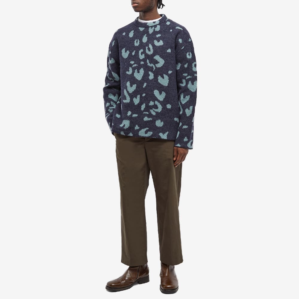Jil Sander Men's Leopard Mohair Crew Knit in Open Blue Jil