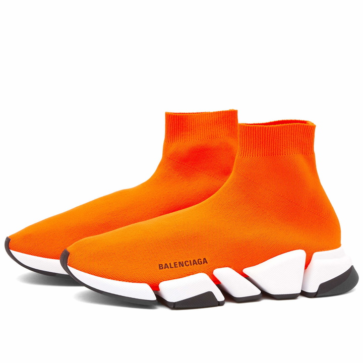 Photo: Balenciaga Men's Speed 2.0 Sneakers in Fluo Orange/White/Black