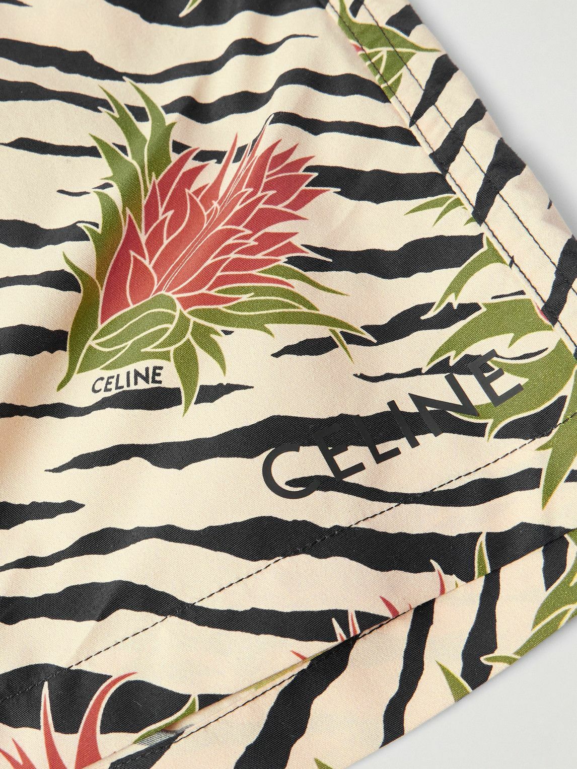 CELINE - Mid-Length Straight-Leg Printed Swim Shorts - Neutrals