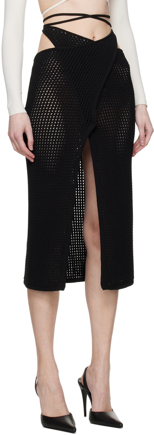 ANDREĀDAMO Black Slit Midi Skirt