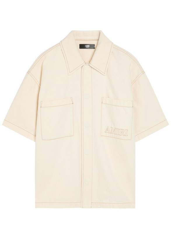 Photo: Amiri Logo-embroidered Denim Shirt Ecru