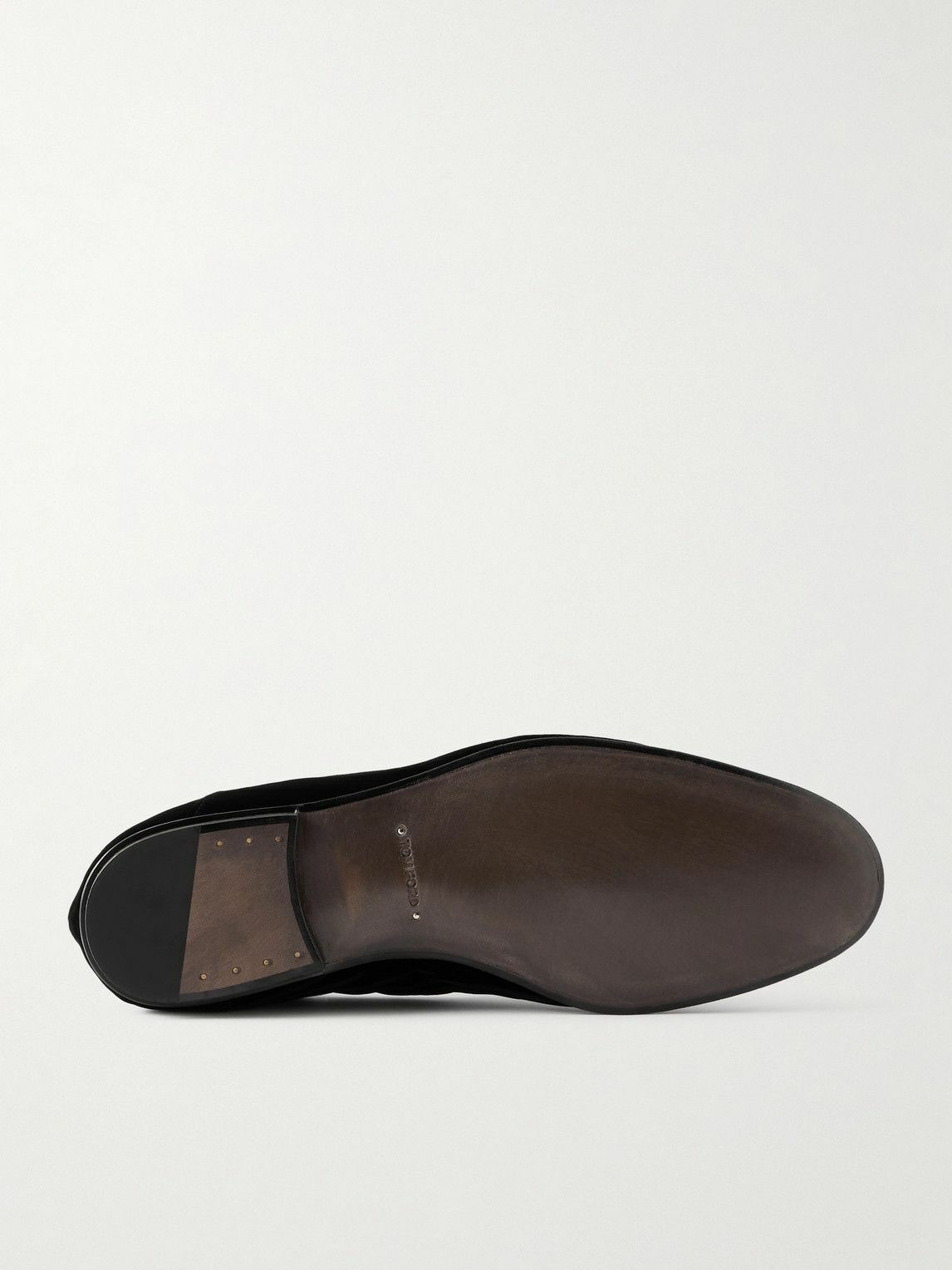 TOM FORD - Striped Velvet Slippers - Black