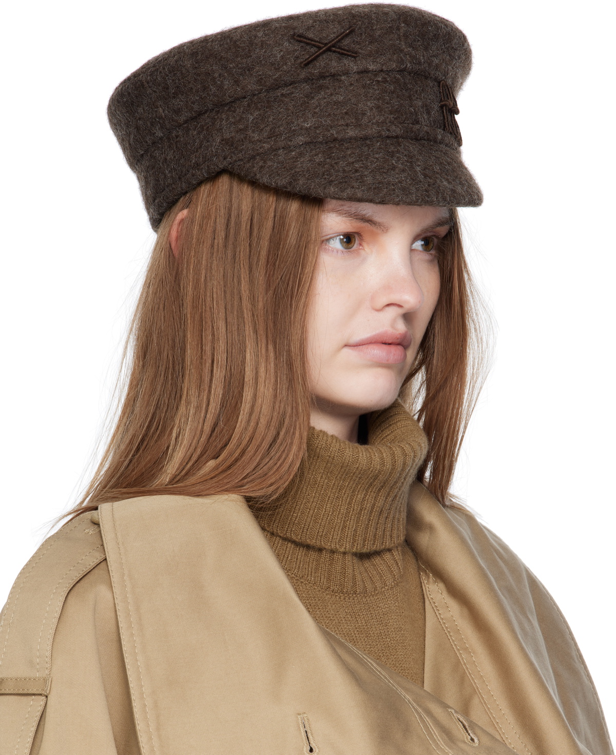 Ruslan Baginskiy Brown Logo-Embellished Baker Boy Cap
